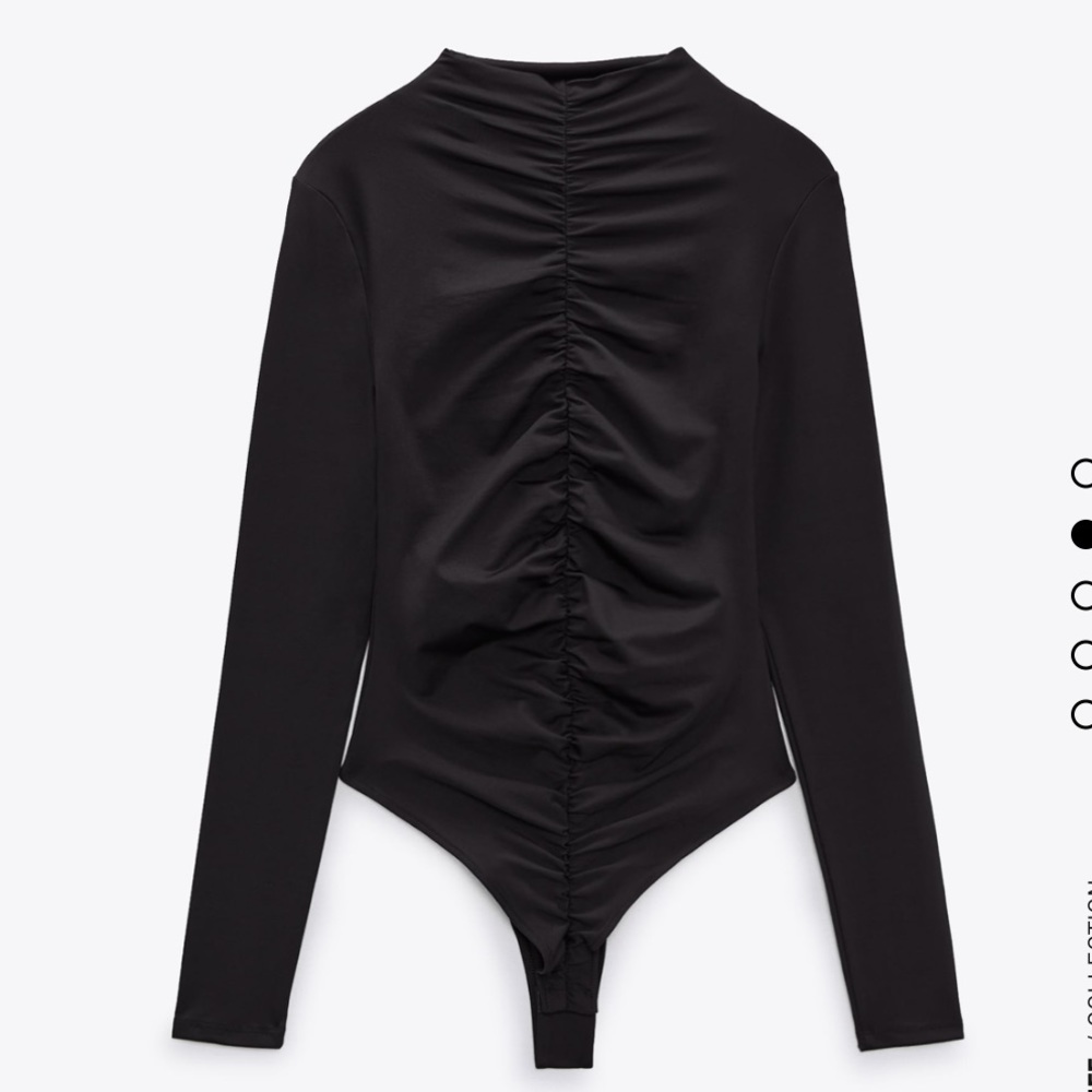💜NWT ZARA RUCHED BODYSUIT BLACK